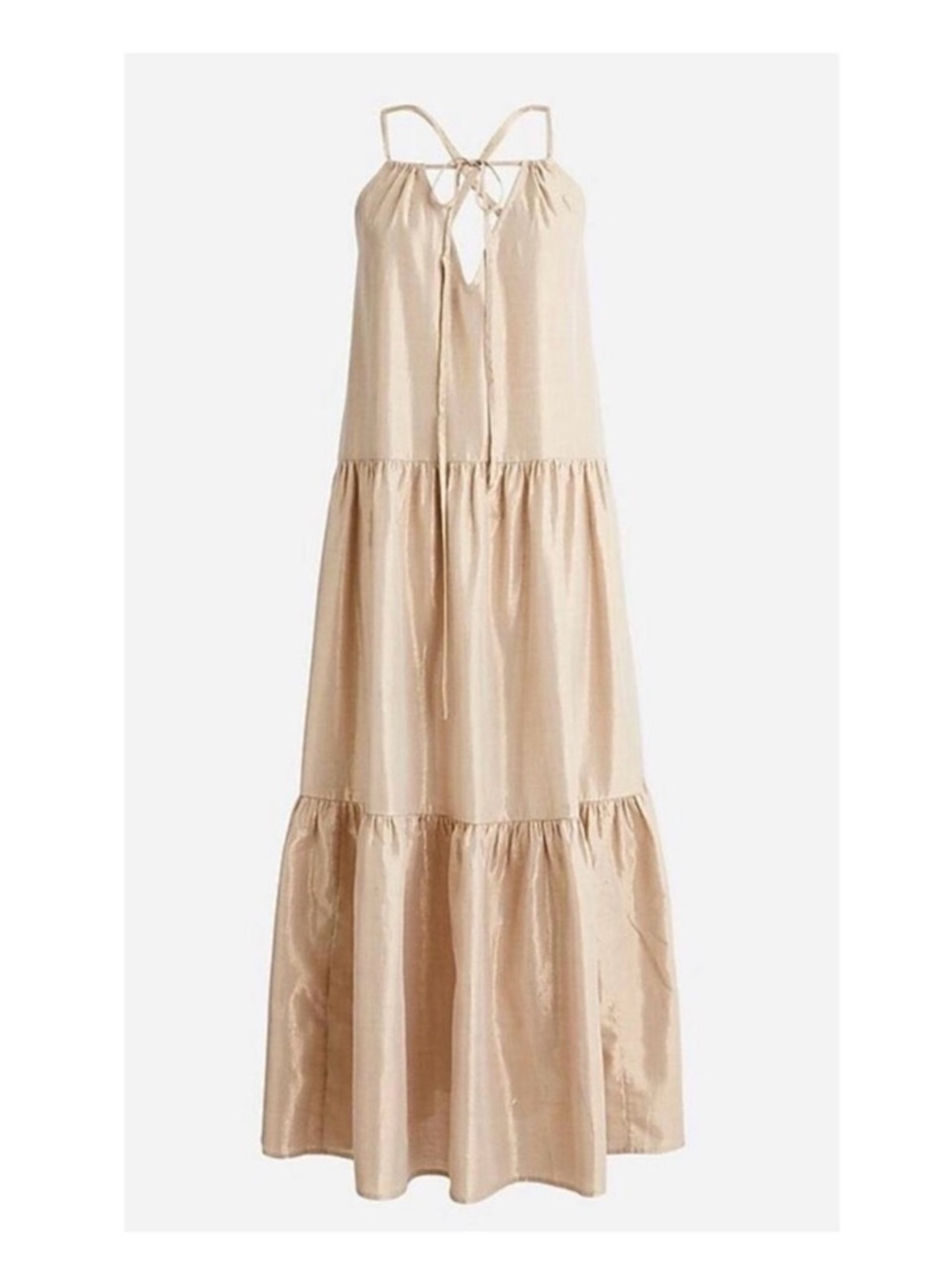 NWT J. Crew gold metallic tiered maxi dress
